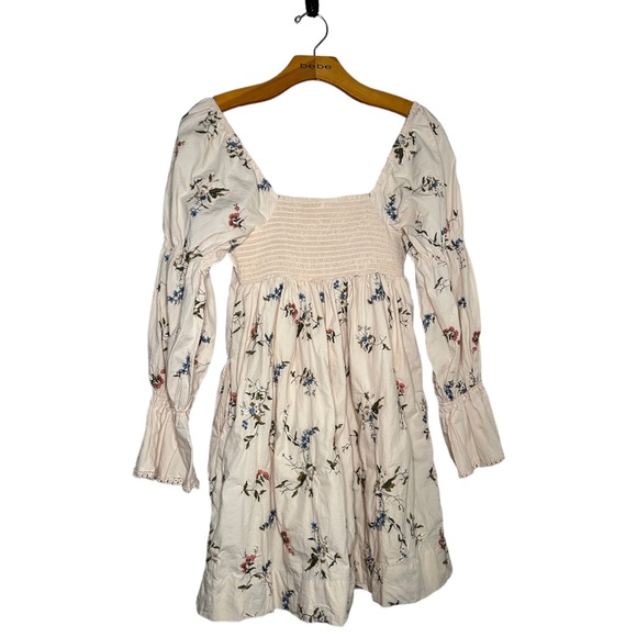 By Anthropologie Long Sleeve Embroidered Mini Fairy Floral Dress Cream Size XS - Picture 16 of 16